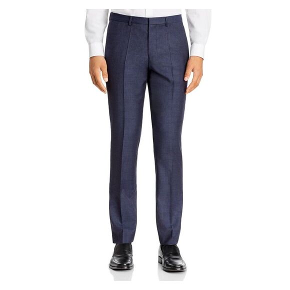 HUGO Mens Blue Check Pants 34R